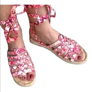 Circus by Sam Edelman Espadrilles Pink Geometric Tie Up Sandals Sz 7